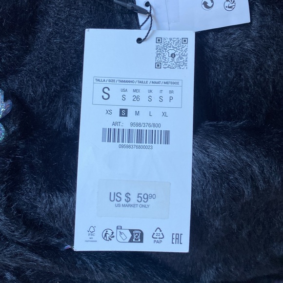 🆕 2024 ZARA FLOWER BUTTON FAUX FUR KNIT CARDIGAN - Picture 5 of 5